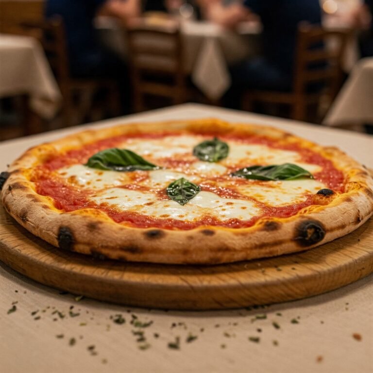 in italy a pizza on a wooden board