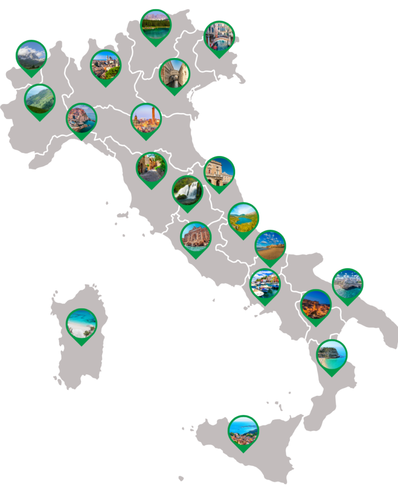 Italy Map with images of important italian cities
